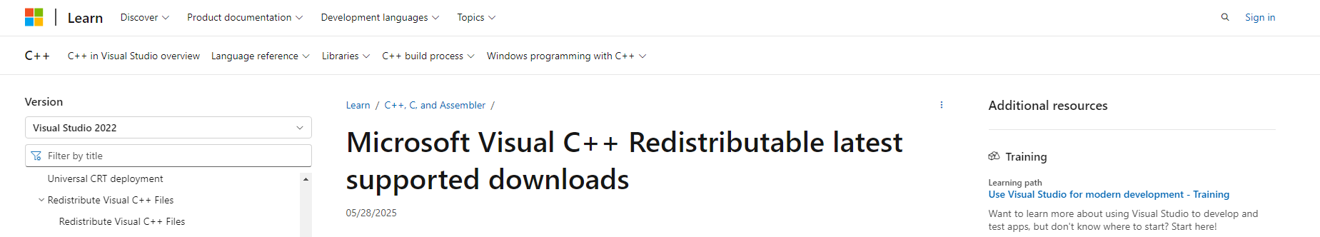  安装/修复 Microsoft Visual C++ 可再发行组件包