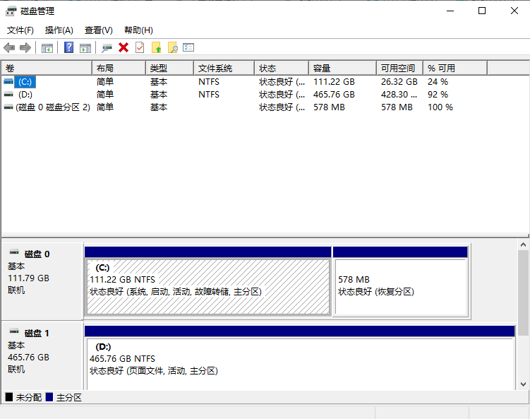 Windows 磁盘管理工具（图形界面）