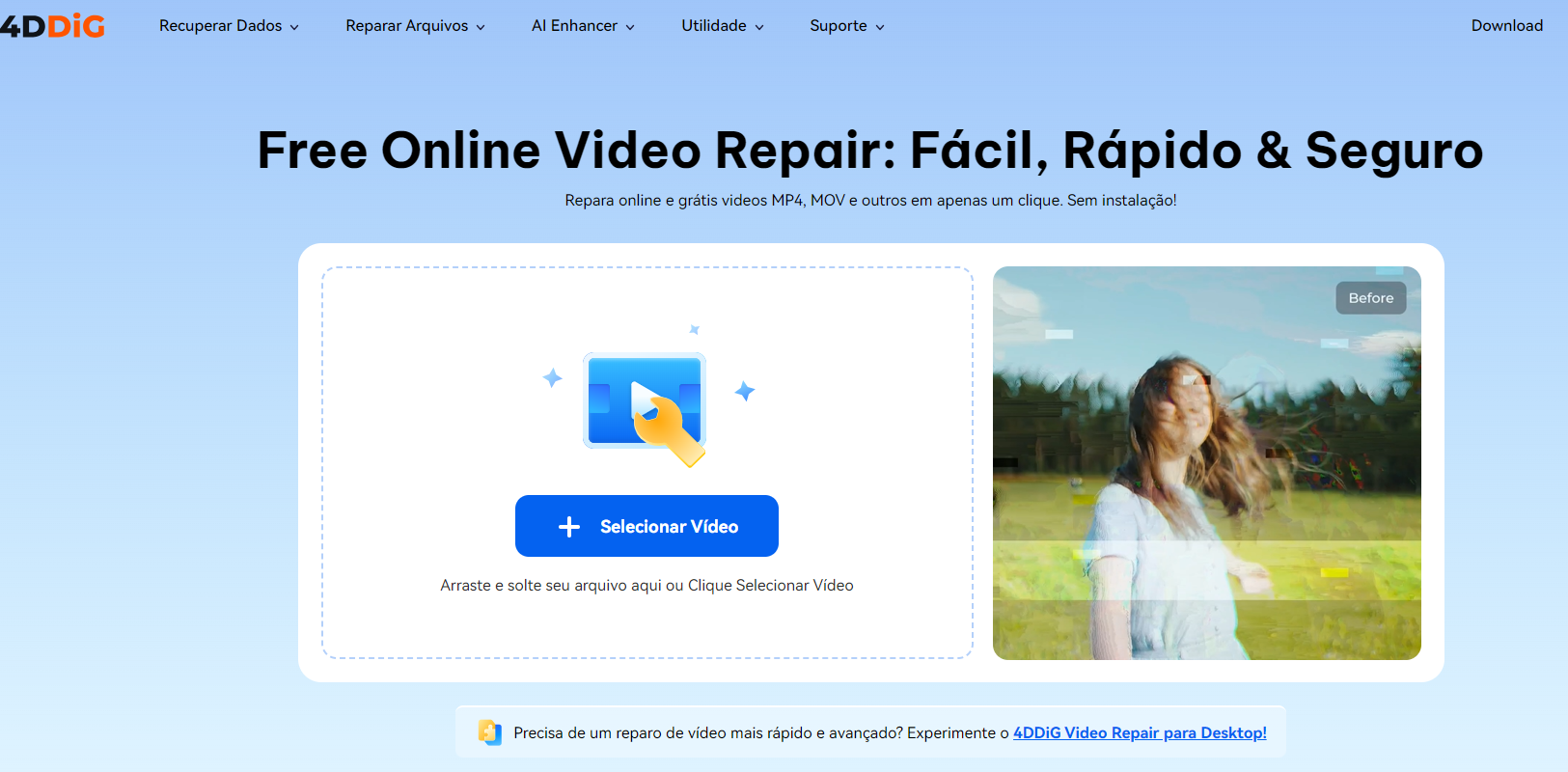 尝试在线修复服务修复MP4文件步骤一